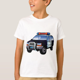 Cool Emergency Police Car Cartoon Design for Kids T-Shirt