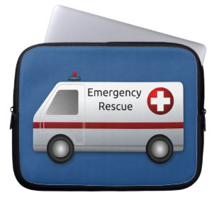 Cool Emergency Rescue Ambulance Cartoon Design Laptop Sleeve