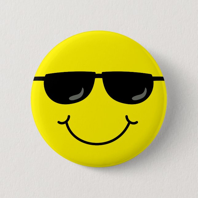 Cool Emoji Face with Sunglasses 6 Cm Round Badge (Front)
