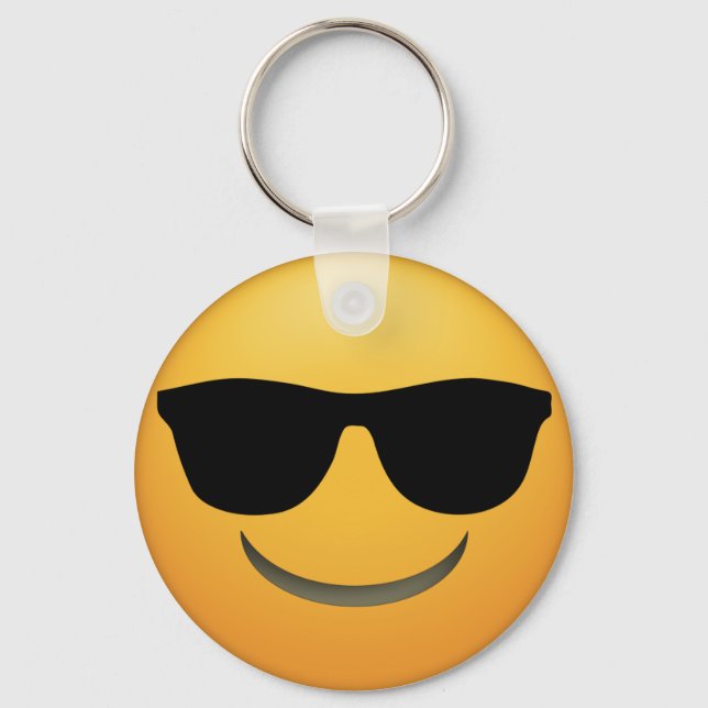 Cool Emoji Key-chain with sunglasses.  Key Ring (Front)