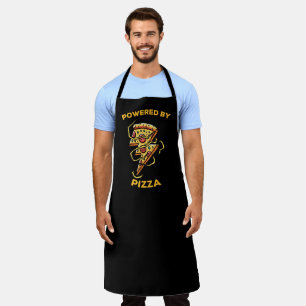 Cool employee powered pizza word art apron