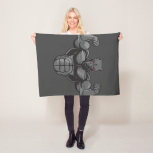 Cool English Bulldog Bodybuilder Weightlifting Fleece Blanket
