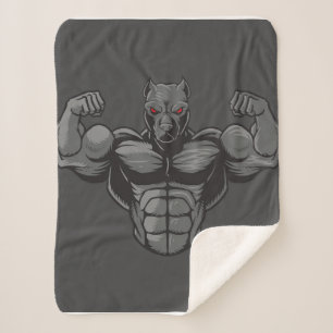 Cool English Bulldog Bodybuilder Weightlifting Sherpa Blanket
