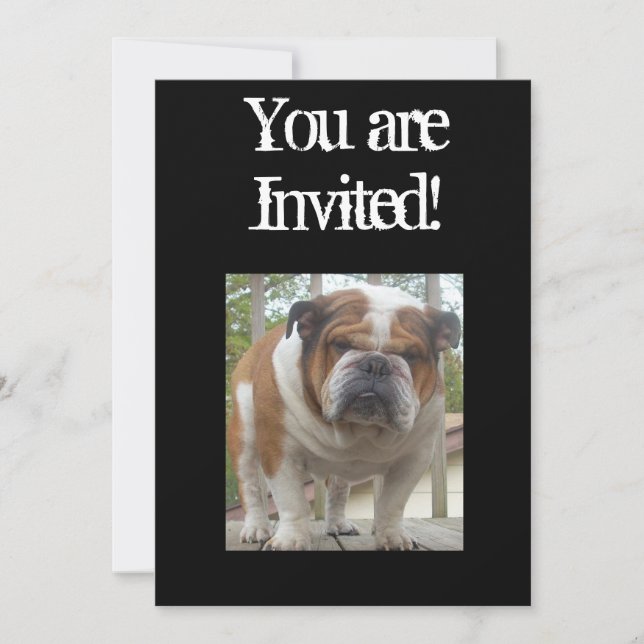 Cool English Bulldog Invitation Birthday or Any Oc (Front)