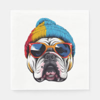 Cool English Bulldog Wearing A Beanie Hat