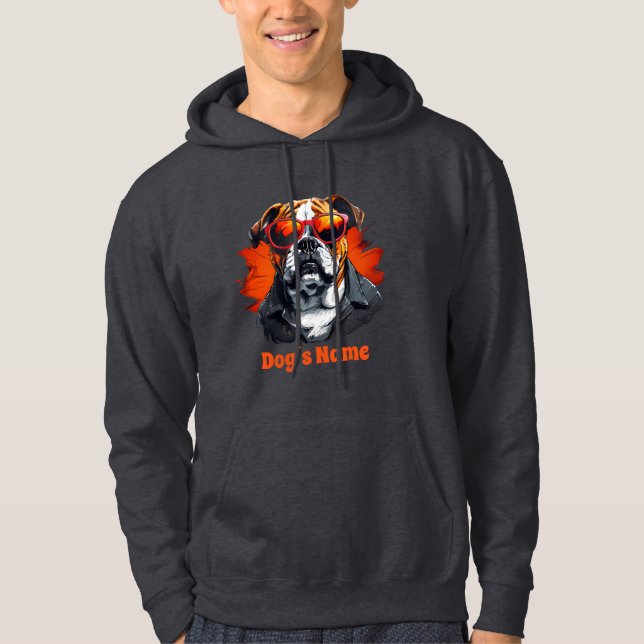Cool English Bulldog With Sunglasses Hoodie (Front)