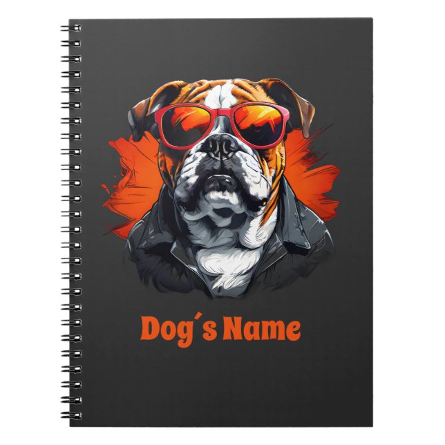 Cool English Bulldog With Sunglasses Notebook (Front)