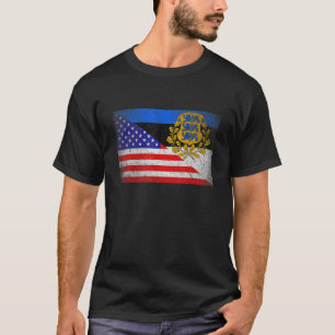 Cool Estonia Flag Usa American Flag Patriotic T-Shirt