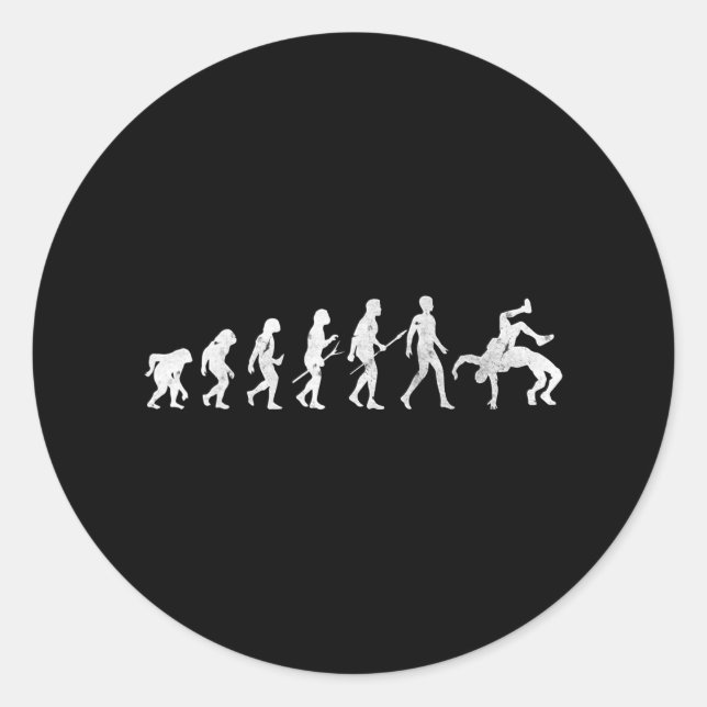 Cool Evolution Of Human Wrestling Martial Art Classic Round Sticker (Front)