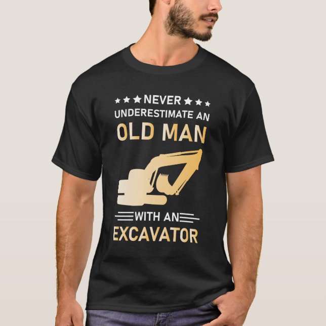 Cool Excavator Construction Worker T-Shirt (Front)