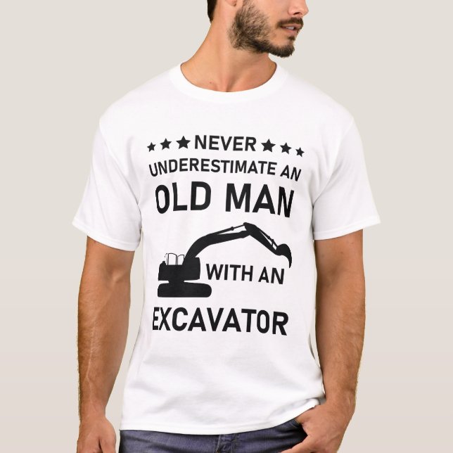 Cool Excavator Construction Worker T-Shirt (Front)