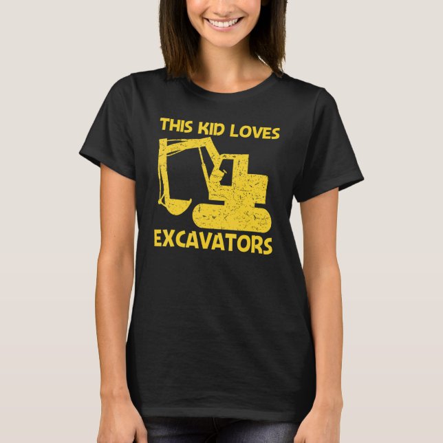 Cool Excavator For Kids Boys Heavy Equipment Opera T-Shirt (Front)