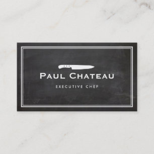 Cool Executive Chef Knife Blogo Black Chalkboard Business Card