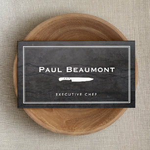 Cool Executive Chef Knife Logo Black Granite Business Card