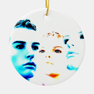 Cool faces (three) friends, minimalist design ceramic tree decoration