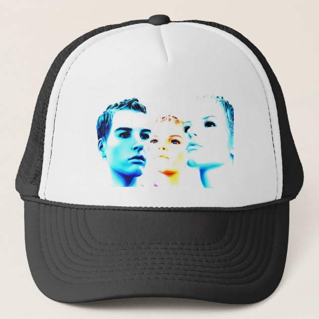 Cool faces (three) friends, minimalist design trucker hat (Front)