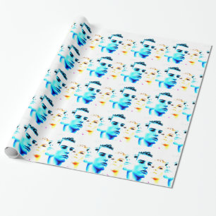 Cool faces (three) friends, minimalist design wrapping paper