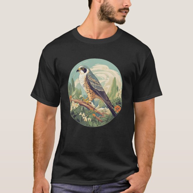 Cool Falconry Bird in Wilderness T-Shirt (Front)
