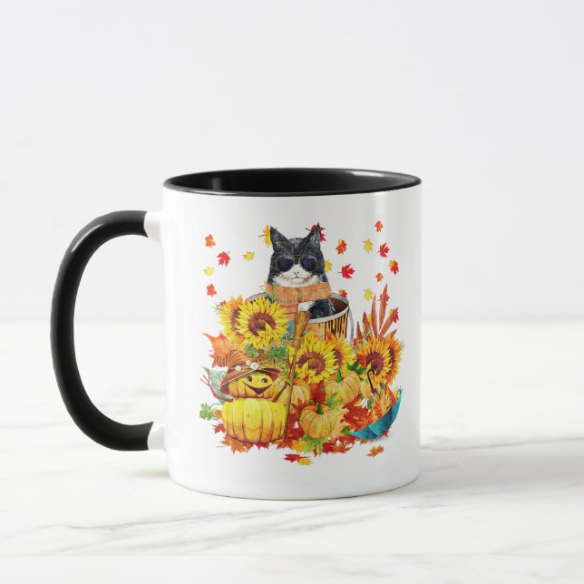Cool fall cat  mug (Left)