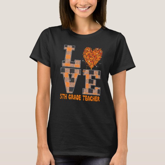 Cool Fall Paraeducator Cute Fall Teacher Fifth Gra T-Shirt (Front)