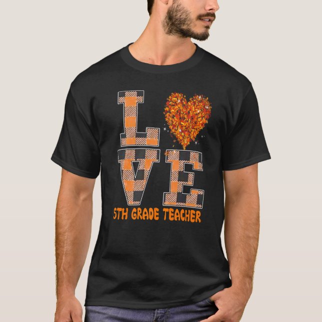 Cool Fall Paraeducator Cute Fall Teacher Fifth Gra T-Shirt (Front)