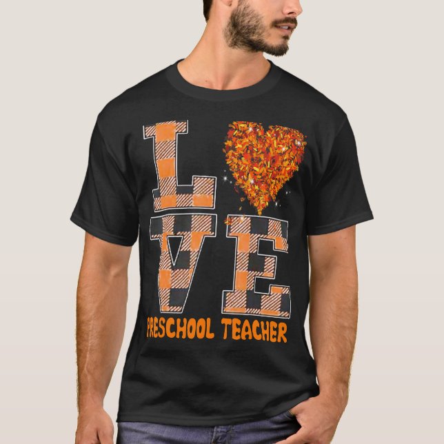 Cool Fall Paraeducator Cute Fall Teacher Preschool T-Shirt (Front)