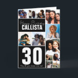 Cool Family Friends Photo Collage Happy Birthday Card<br><div class="desc">This cool and cute happy birthday greeting card is perfect for any friend or family member. It features twelve customizable photograph pictures with the quote, "Happy Birthday, " name, and age "30" (which can be changed to any age) in white on top of black color block squares. It's modern, fun,...</div>