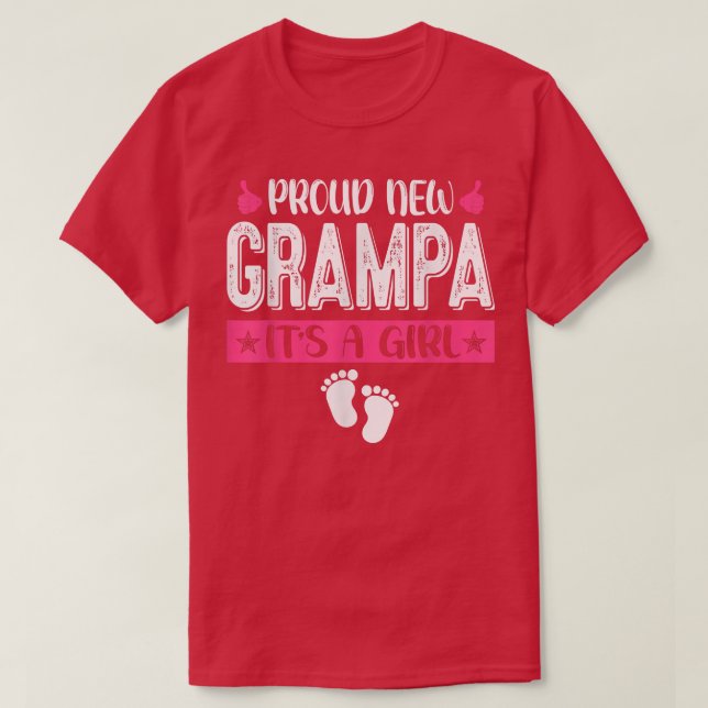 Cool Family Proud New Grampa It's A Girl Gender Re T-Shirt (Design Front)
