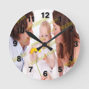 Cool Family Stylish Fab Photo Collage Round Clock
