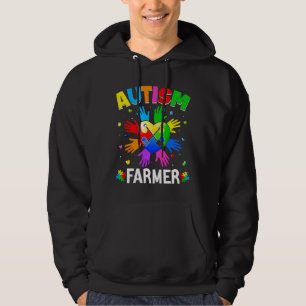 Cool Farmer Autism Awareness Heart Puzzle Raising  Hoodie