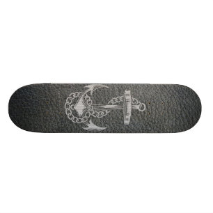 Cool fashionable silver metal shine effects anchor skateboard