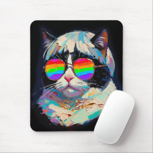 Cool Fat Cat (Painting #1 / Black) Mouse Mat