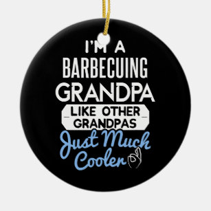 Cool Fathers Day Barbecuing Grandpa  Ceramic Tree Decoration