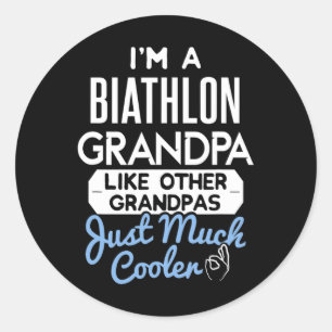 Cool Fathers Day Biathlon Grandpa  Classic Round Sticker