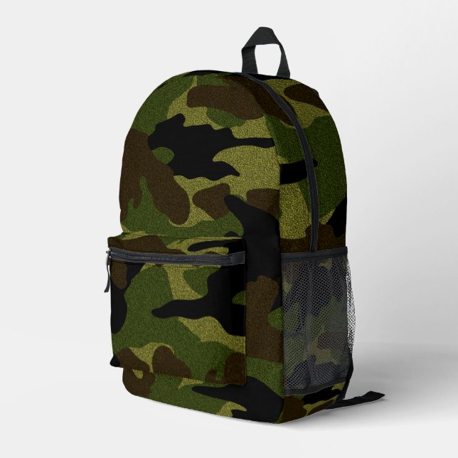 Cool Faux Cloth Green Camo Military     Printed Backpack (Back Corner Right)