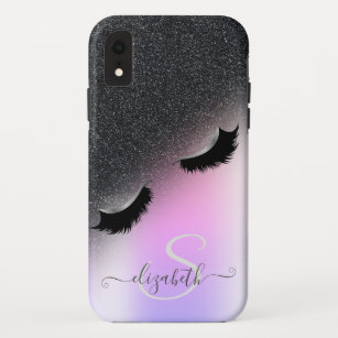Cool Faux Lashes Black Glitter Ombre  Case-Mate iPhone Case