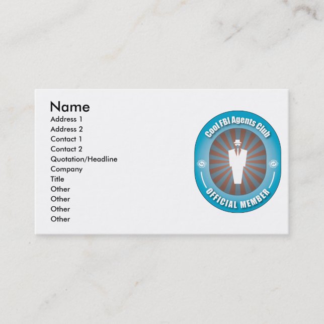 Cool FBI Agents Club Business Card (Front)