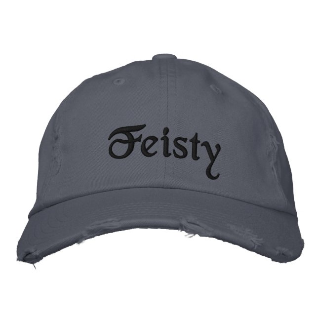 Cool Feisty Quote Scotland Blue Black Embroidered Hat (Front)