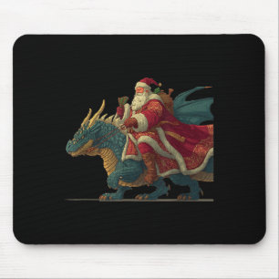 Cool Festive Dragon With Riding Santa Claus Look  Mouse Mat