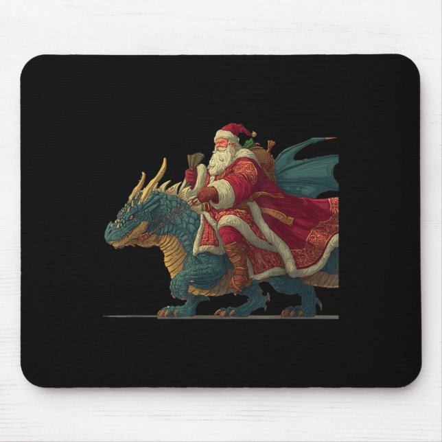 Cool Festive Dragon With Riding Santa Claus Look  Mouse Mat (Front)