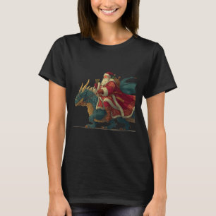 Cool Festive Dragon With Riding Santa Claus Look T-Shirt
