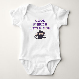 Cool Fierce One Funny Cute Cartoon Ninja Monkey Baby Bodysuit