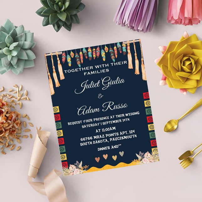 Cool fiesta rustic modern elegant mexican wedding invitation (Creator Uploaded)