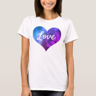 Cool Filtered Circles Heart Shape with Love Text T-Shirt