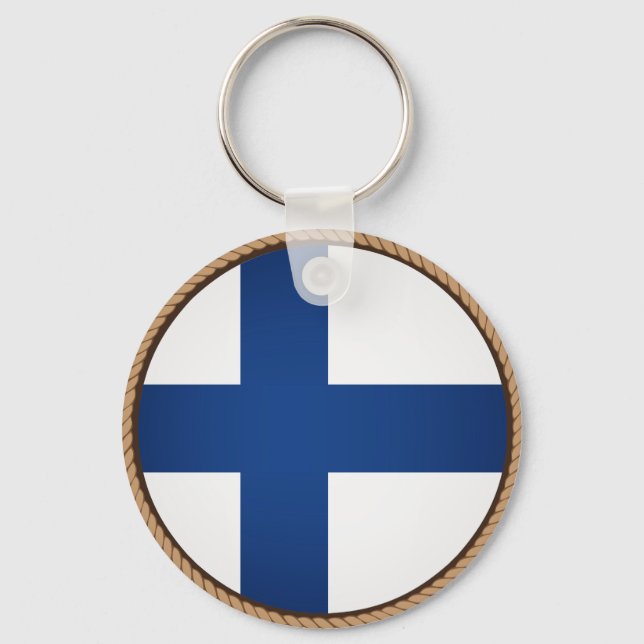 Cool Finland Flag Seal Key Ring (Front)