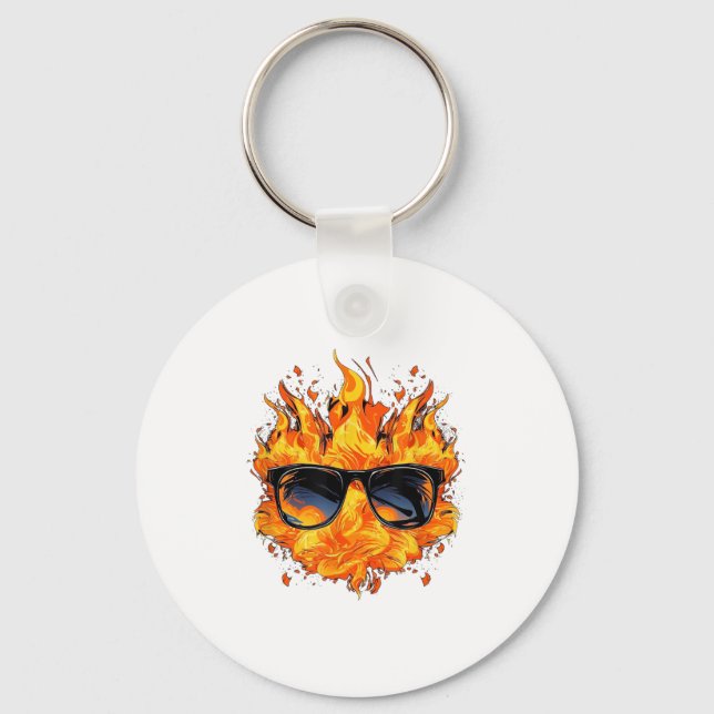 Cool Fire And Flames Gles _1  Key Ring (Front)