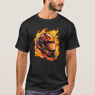 Cool Fire and Flames Motorcycle Helmet for Bike Lo T-Shirt