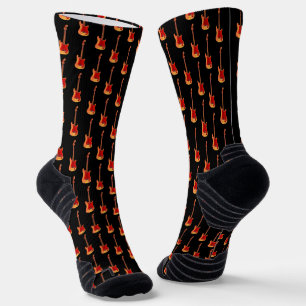 Cool fire Electric guitar pattern monogram Socks