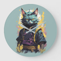 Cool Fire Splash Grey Ninja Cat Warrior