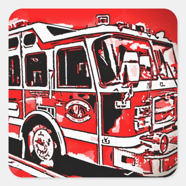 Cool Fire Truck Birthday Party Stickers (Front)